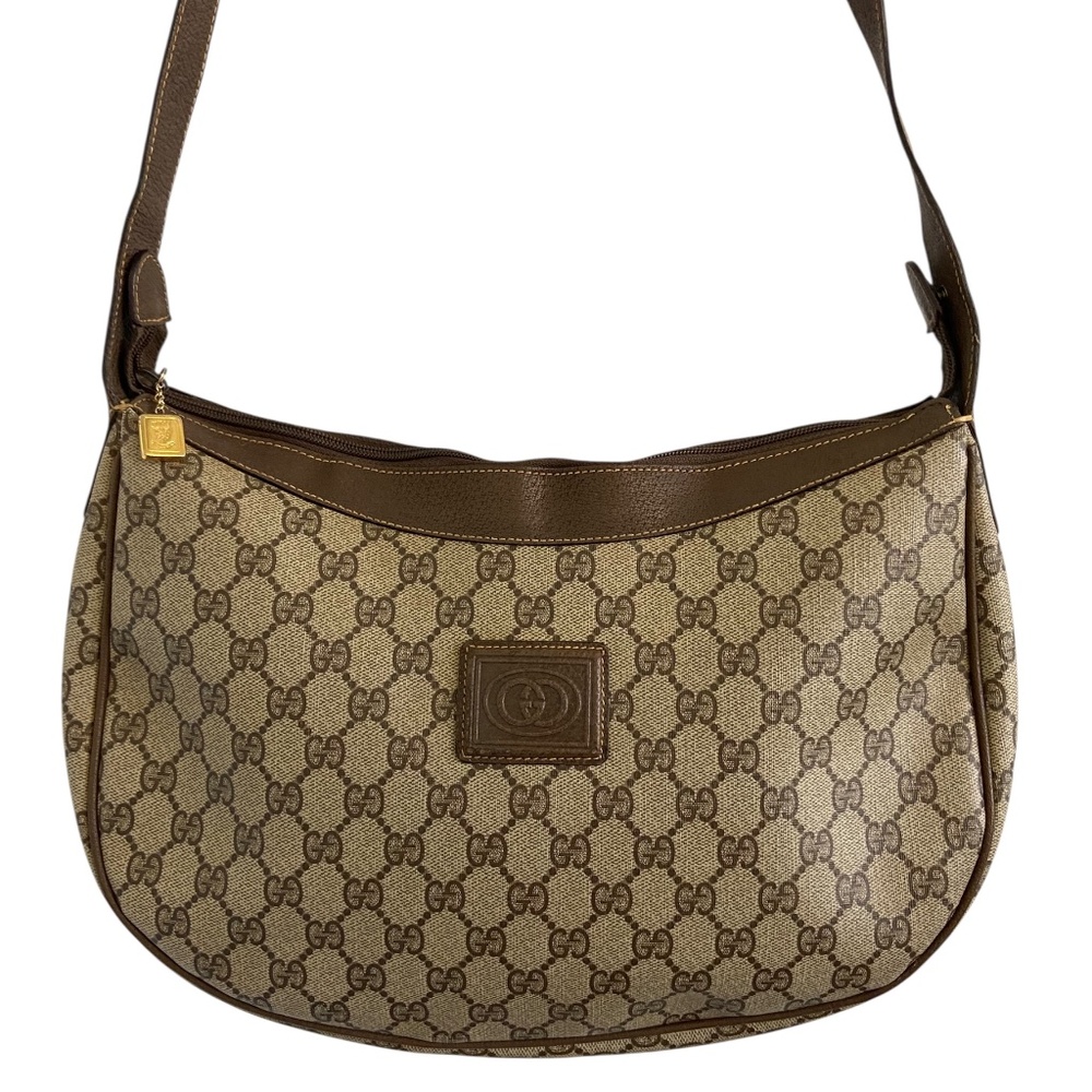 Authentic Vintage Gucci Half Moon Long Shoulder Bag GG Supreme Coated Canvas